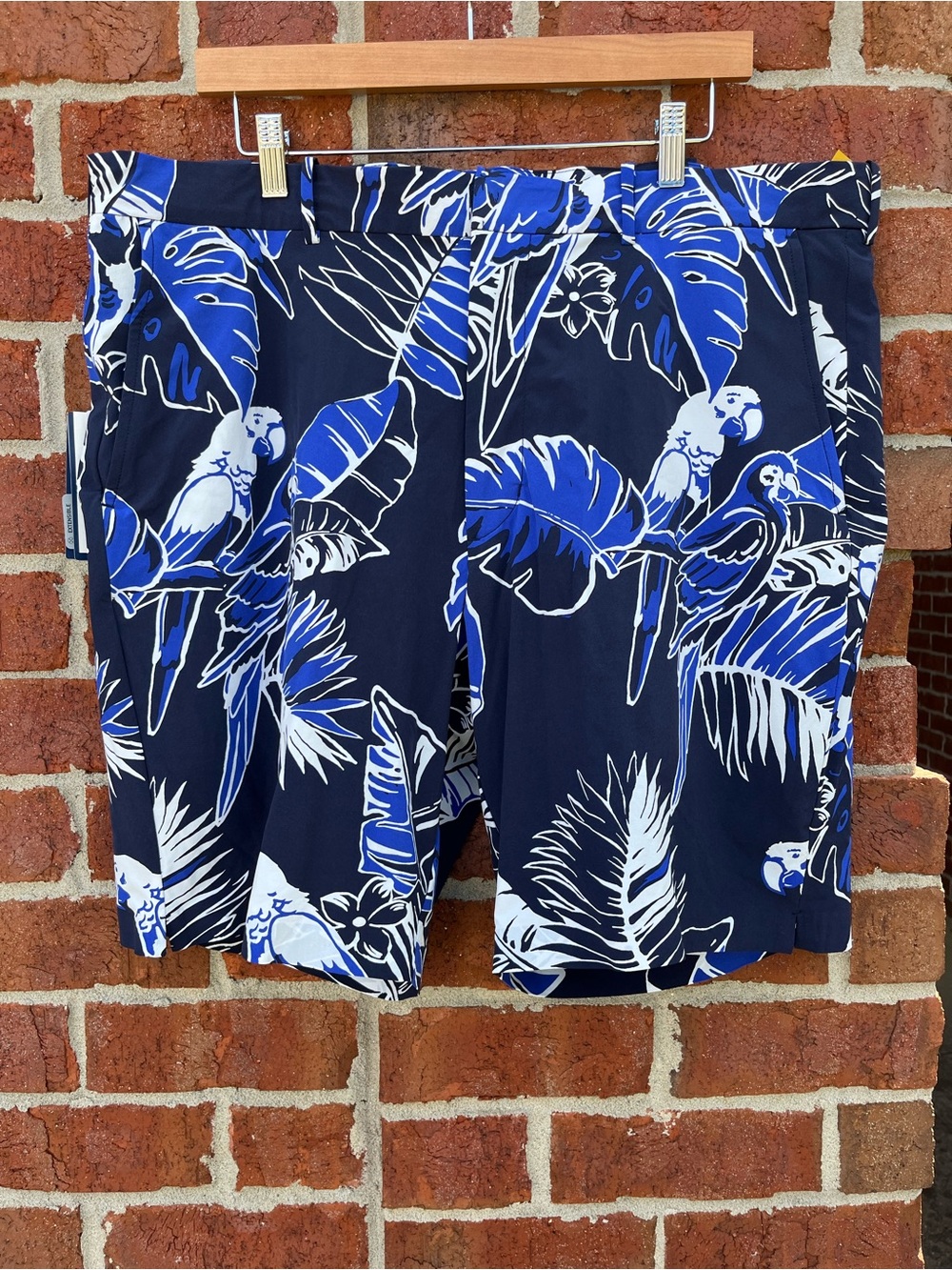 Ralph Lauren Navy Blue Parrot & Leaf Print Athletic Shorts